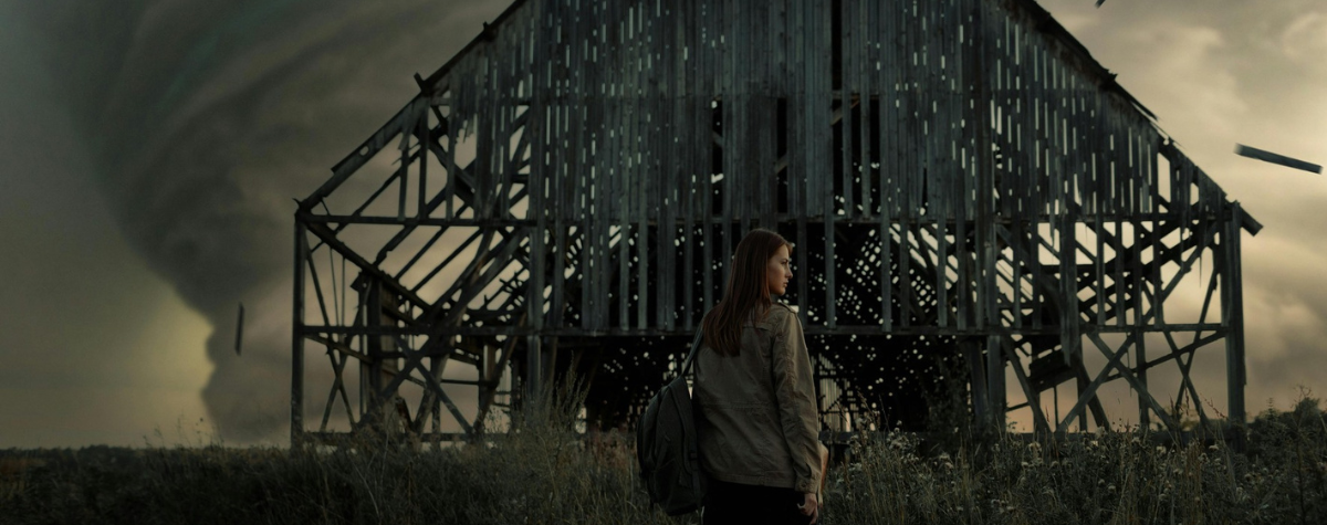 Partial barn falling down as tornado rips through