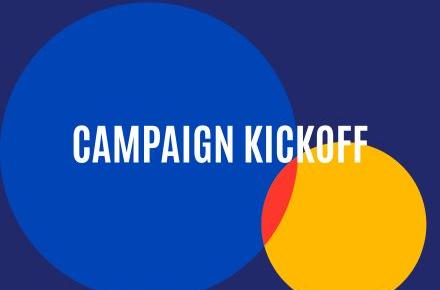 Colored arches with the words Campaign Kickoff